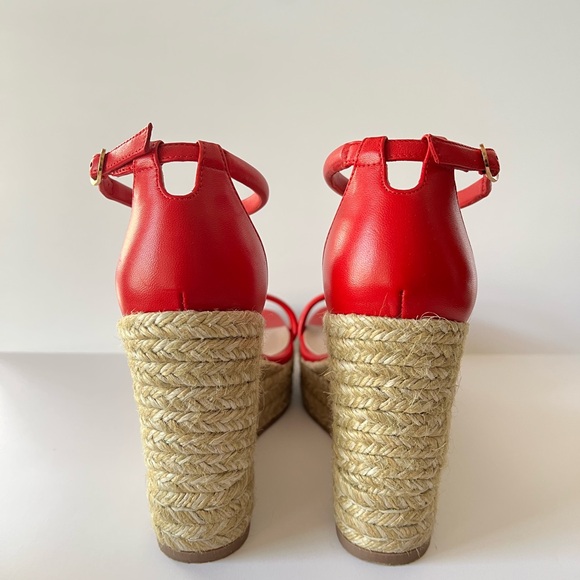 Stuart Weitzman Nudist Square Toe Espadrille Platform - Red 
Wedge Sandals, NIB - Picture 5 of 10